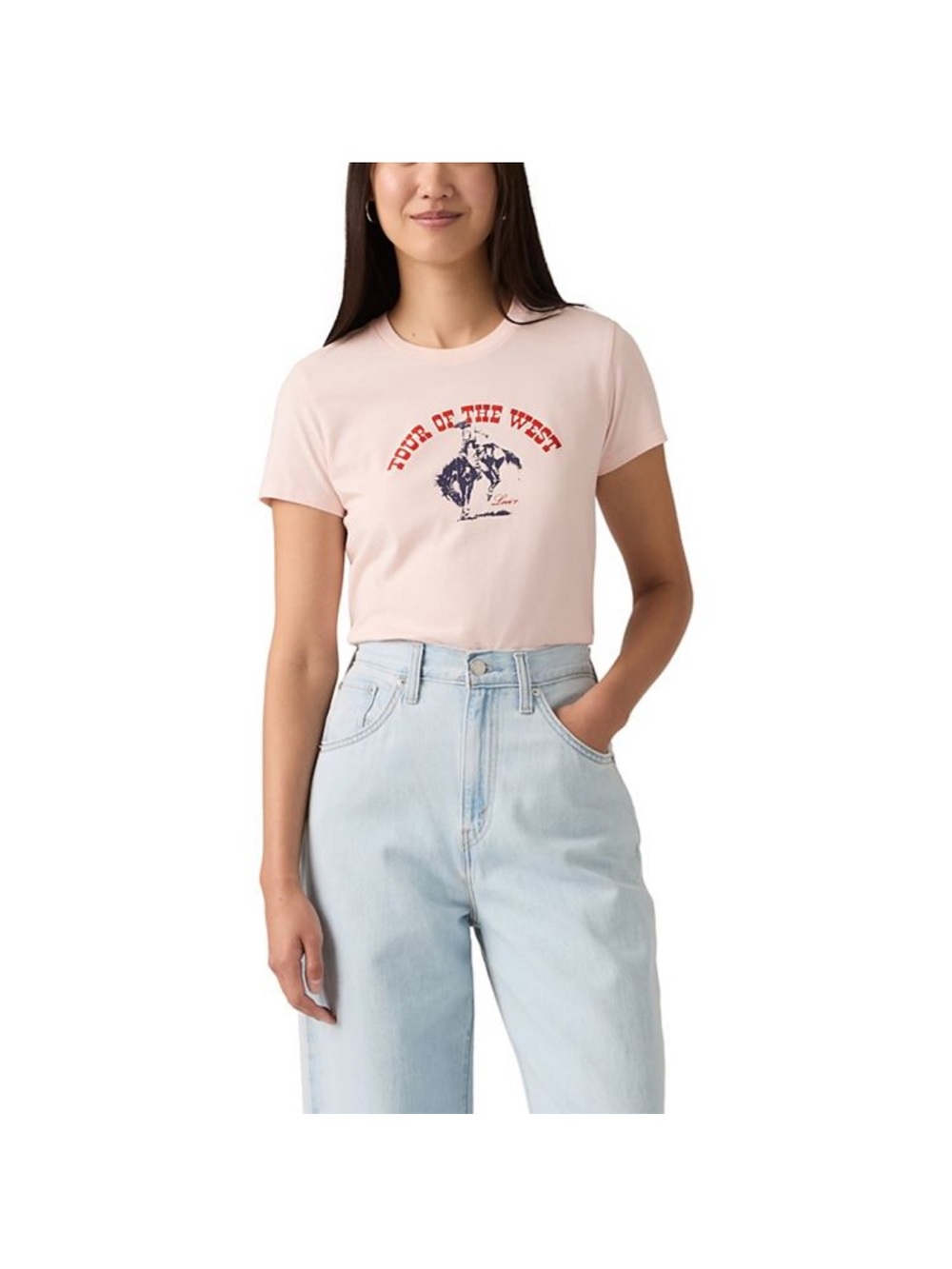 Levi's Woman’s XL Pink Short-Sleeve Graphic Tee with Red and Navy Print